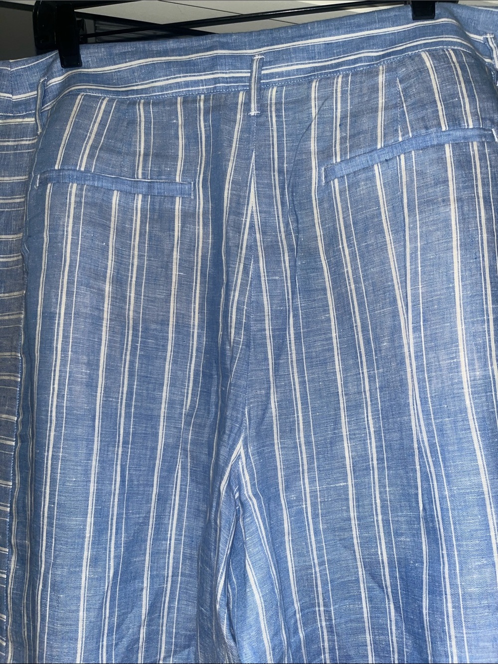 Anthropologie Ettitwa Super Wide Leg Blue Striped Linen Pants - Picture 5 of 6